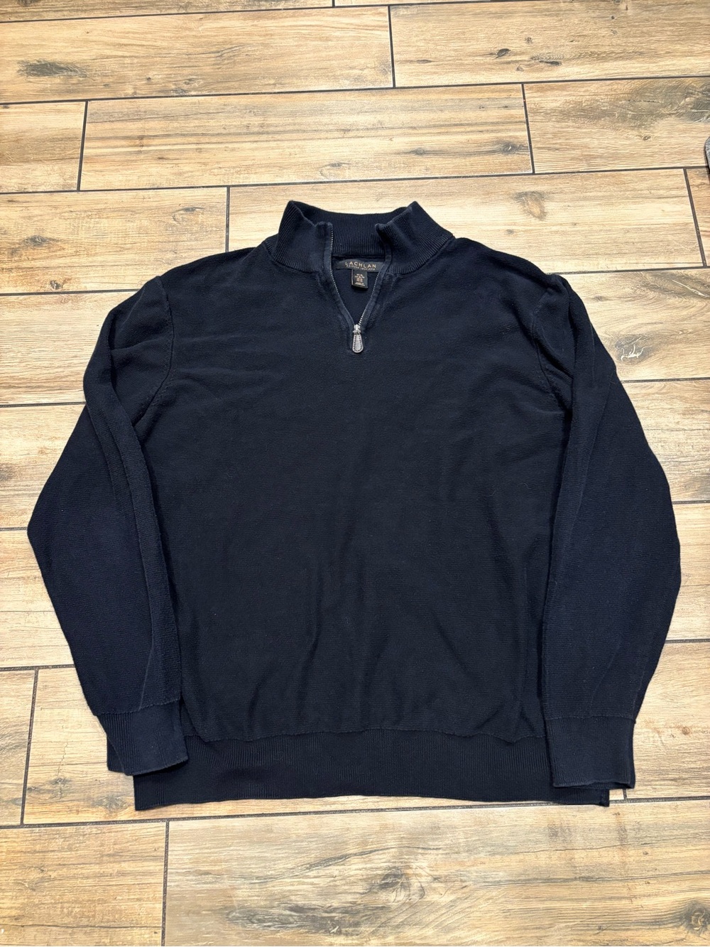 Lachlan British Inspired 1/4 Zip Sweater Light Black Knit Pullover XL
